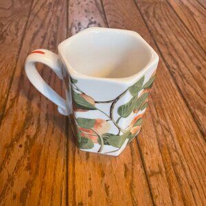Heavy Hexagonal Shaped Ceramic Coffee / Tea Mug w/ Pear Tree Graphics